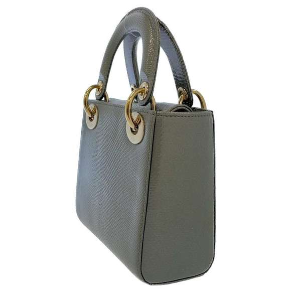 Dior Lizard Bag Mini Christian 2way Shoulder  Gray - Picture 1 of 16